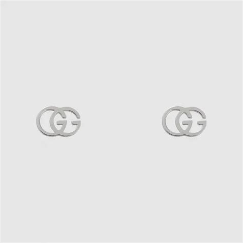 18k白金 Gucci Interlocking 18k白金耳環 .